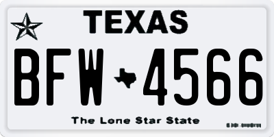 TX license plate BFW4566