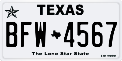 TX license plate BFW4567