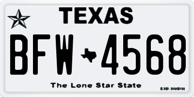 TX license plate BFW4568