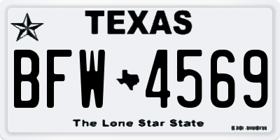 TX license plate BFW4569