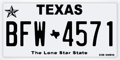 TX license plate BFW4571