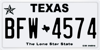 TX license plate BFW4574