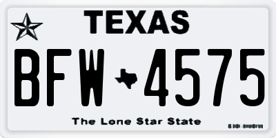 TX license plate BFW4575