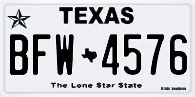 TX license plate BFW4576