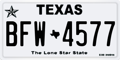 TX license plate BFW4577