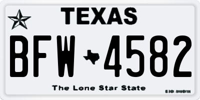TX license plate BFW4582