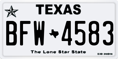 TX license plate BFW4583
