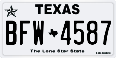 TX license plate BFW4587
