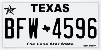 TX license plate BFW4596