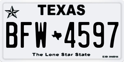 TX license plate BFW4597
