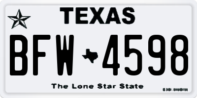TX license plate BFW4598