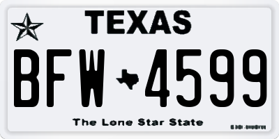 TX license plate BFW4599