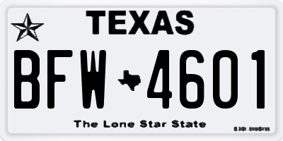 TX license plate BFW4601