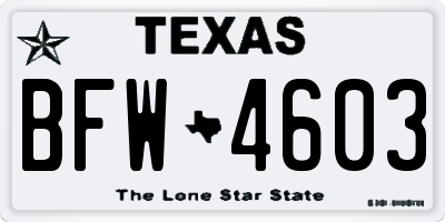 TX license plate BFW4603