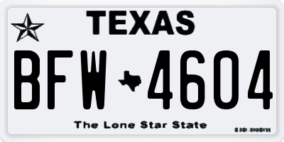 TX license plate BFW4604
