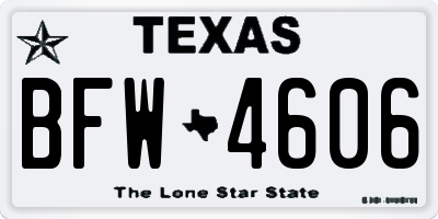 TX license plate BFW4606