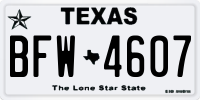 TX license plate BFW4607