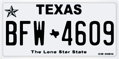 TX license plate BFW4609