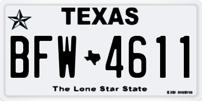 TX license plate BFW4611