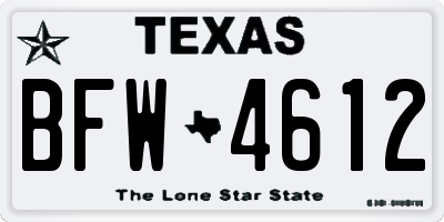 TX license plate BFW4612