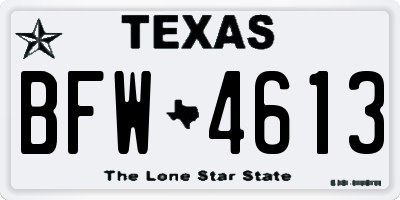 TX license plate BFW4613