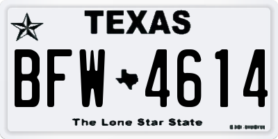 TX license plate BFW4614