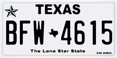 TX license plate BFW4615
