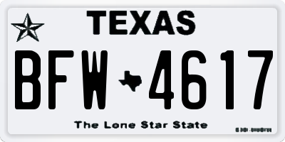 TX license plate BFW4617