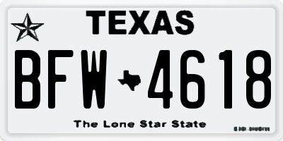 TX license plate BFW4618