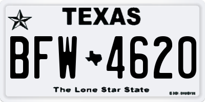 TX license plate BFW4620