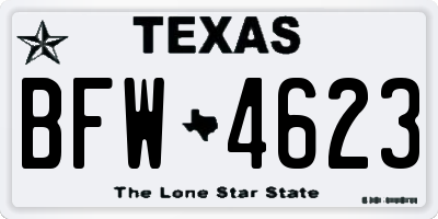 TX license plate BFW4623