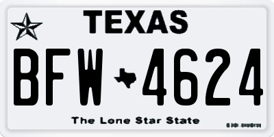 TX license plate BFW4624