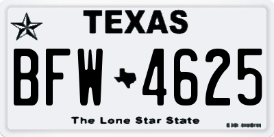 TX license plate BFW4625
