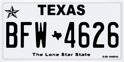 TX license plate BFW4626