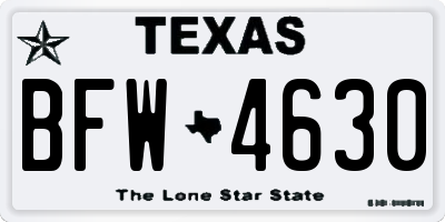TX license plate BFW4630