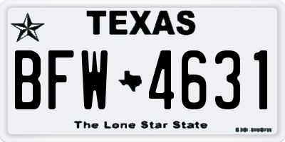 TX license plate BFW4631