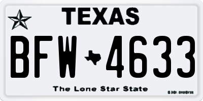 TX license plate BFW4633