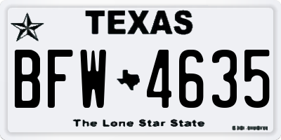 TX license plate BFW4635