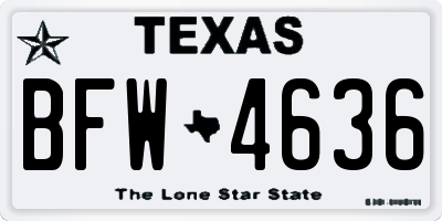 TX license plate BFW4636