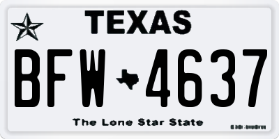 TX license plate BFW4637