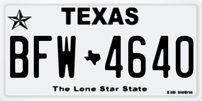 TX license plate BFW4640