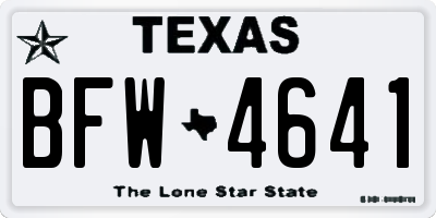 TX license plate BFW4641