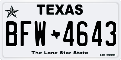 TX license plate BFW4643