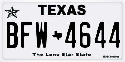 TX license plate BFW4644