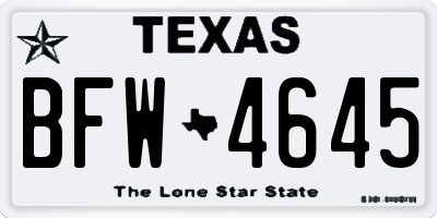 TX license plate BFW4645