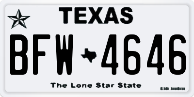 TX license plate BFW4646