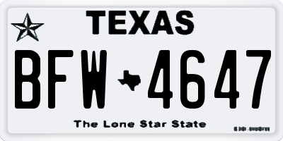 TX license plate BFW4647