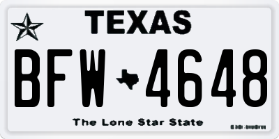 TX license plate BFW4648