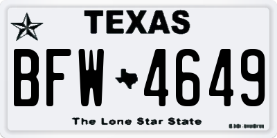 TX license plate BFW4649
