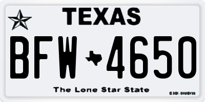 TX license plate BFW4650